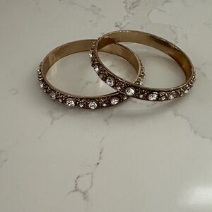 Elegant Gold and Silver Crystal Bangles